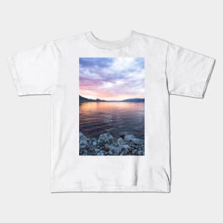 Colorful Summer Sunset View of Okanagan Lake Kids T-Shirt